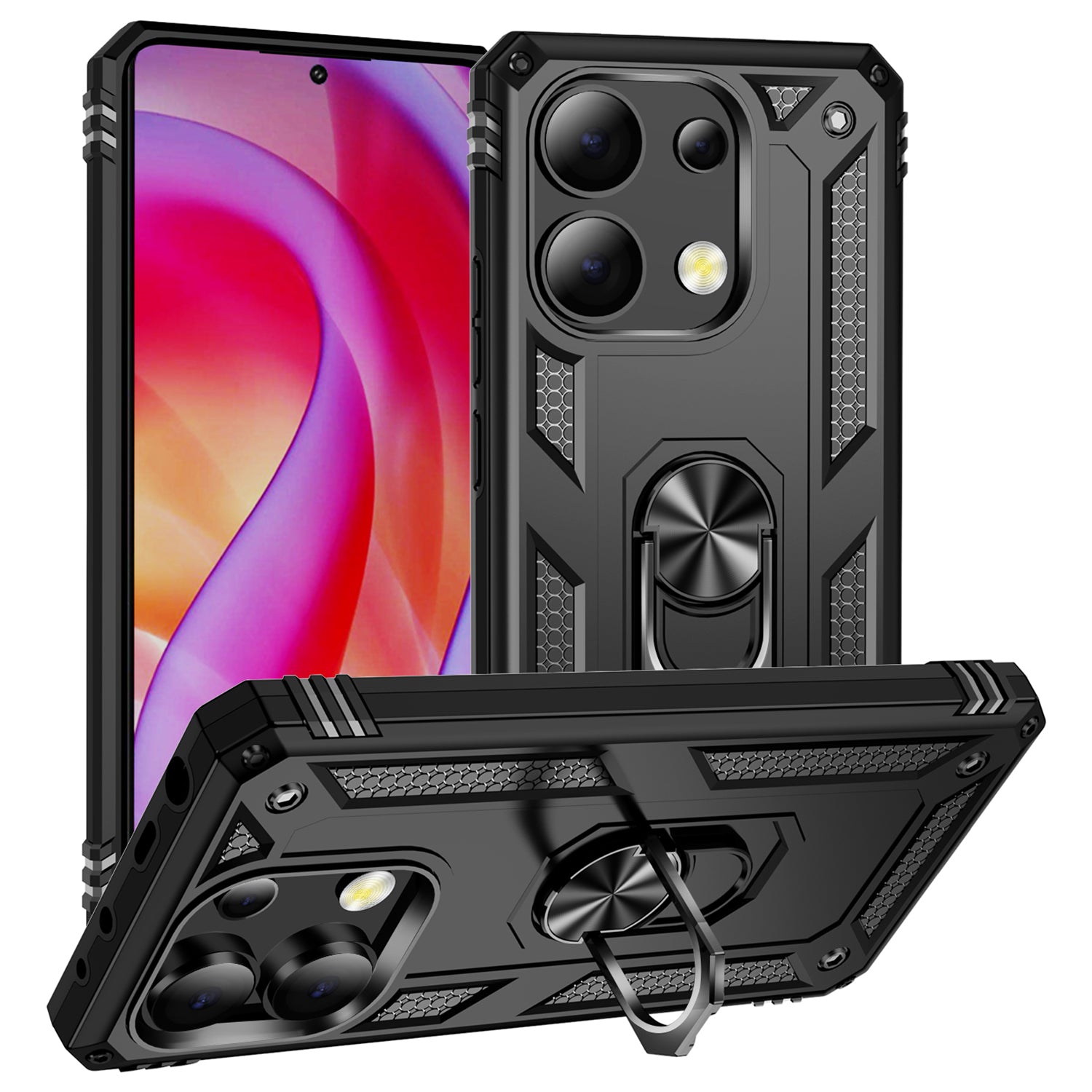 For Xiaomi Redmi Note 13 4G Case PC+TPU Shockproof Phone Cover with Kickstand For Xiaomi Redmi Note 13 4G Case PC+TPU Shockproof Phone Cover with Kickstand